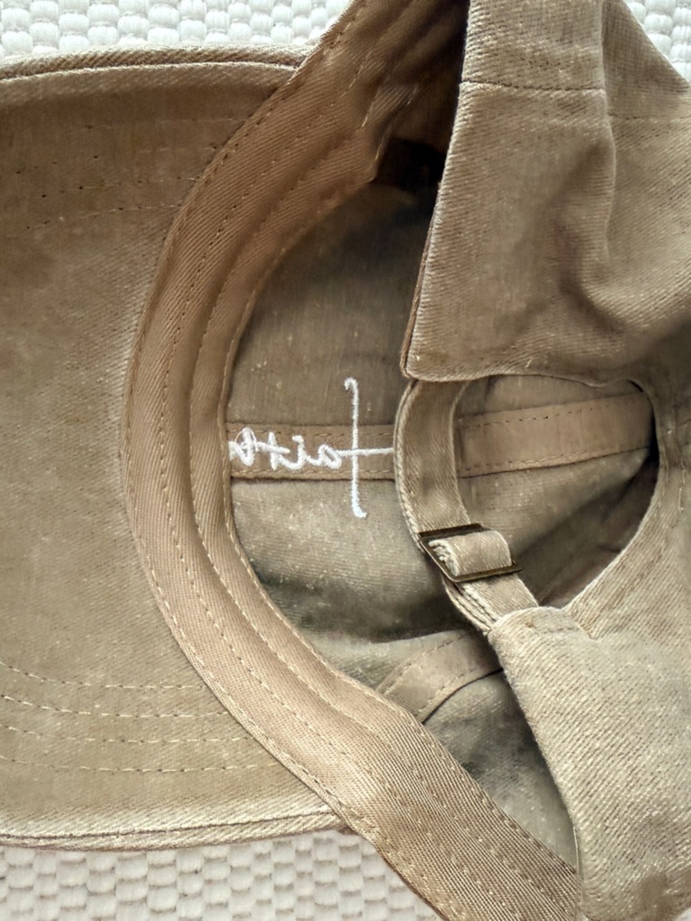 Embroidered Cross Script Baseball Cap - Tan - Picture 3 of 3